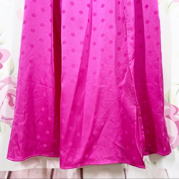 NEW WAYF Magenta Pink Polka Dot Midi Dress XS - Picture 6 of 12